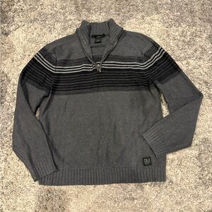 Calvin Klein Men's Charcoal and Black Zip-Up Sweater